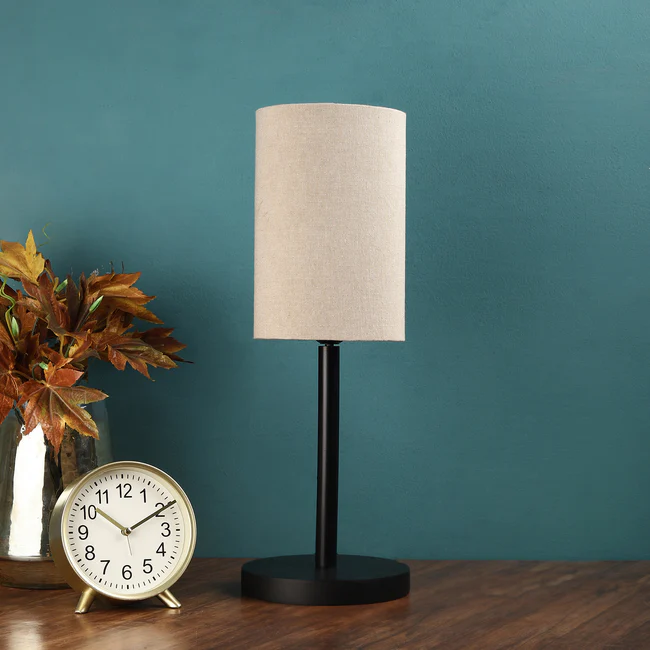 BTR CRAFTS Raven Black Metal Table Lamp (Cylinder Lampshade) - Image 2