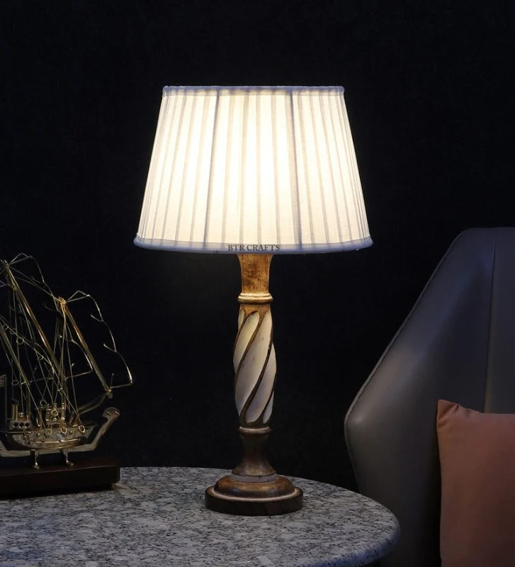 BTR CRAFTS Twister Wooden Table Lamp (Bulb Not Included)