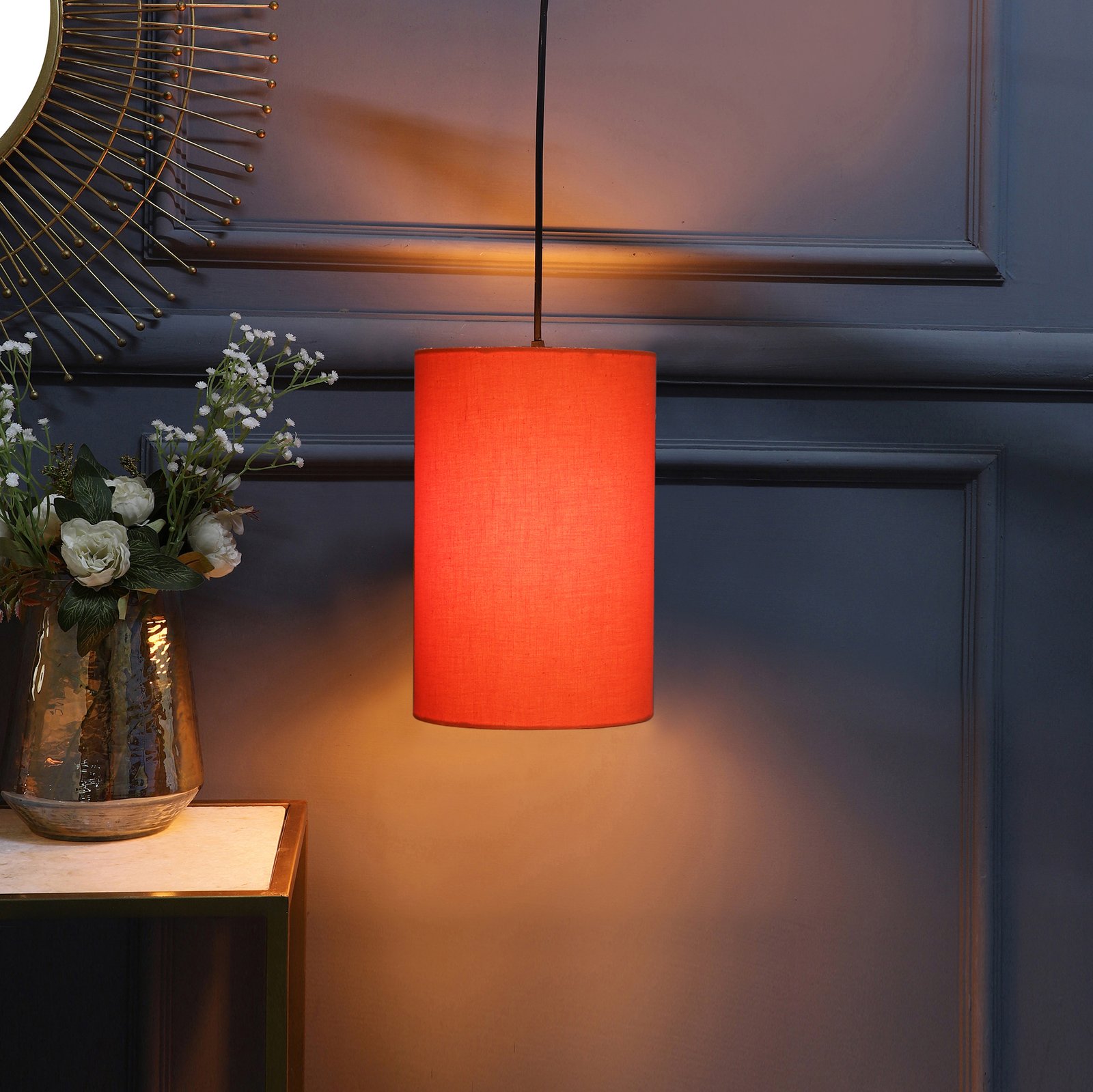 Cylinder Pendant/Hanging Ceiling Light Fixture Living Room, Dining Table, Lobby, Kitchen, Black Canopy