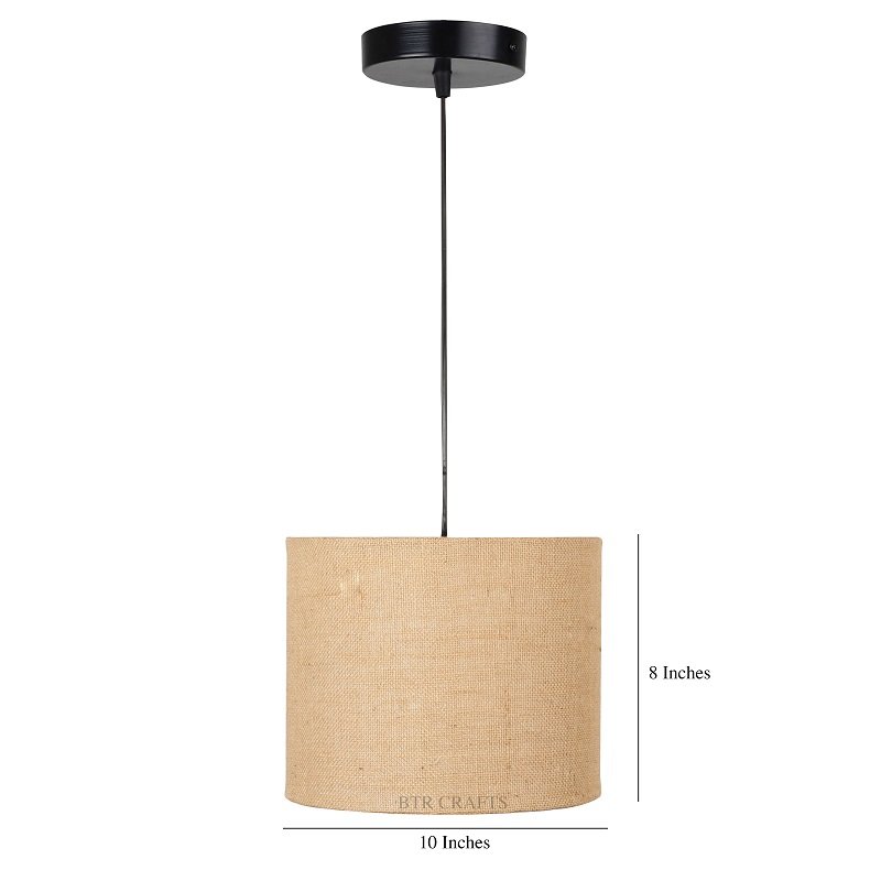 10 Inches Pendant/Hanging Ceiling Light Fixture, Natural Jute Drum Shade for Bedroom, Kitchen, Living Room, Dining Table, Lobby, Kitchen, Black Canopy - Image 3