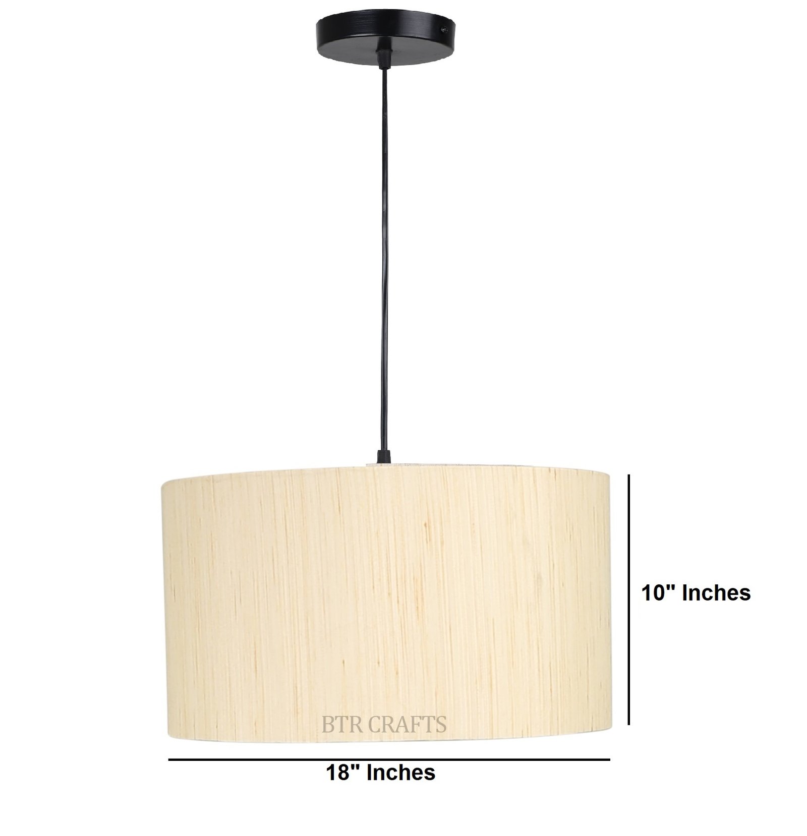 18 Inches Pendant/Hanging Ceiling Light Fixture, Cream Texture Drum Shade for Bedroom, Kitchen, Living Room, Dining Table, Lobby, Kitchen, Black Canopy - Image 4