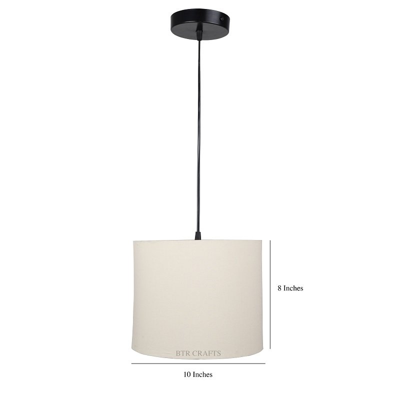 10 Inches Pendant/Hanging Ceiling Light Fixture, Cream Drum Shade for Bedroom, Kitchen, Living Room, Dining Table, Lobby, Kitchen, Black Canopy - Image 4