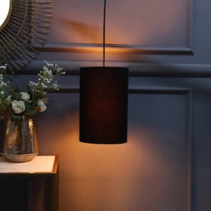 Cylinder Pendant/Hanging Ceiling Light Fixture Living Room, Dining Table, Lobby, Kitchen, Black Canopy