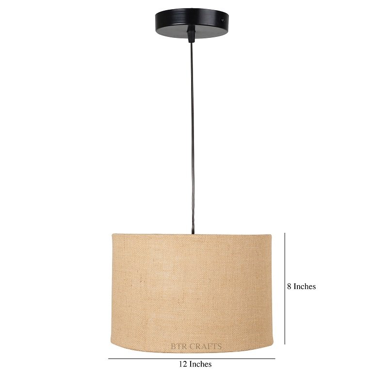 12 Inches Pendant/Hanging Ceiling Light Fixture, Natural Jute Drum Shade for Bedroom, Kitchen, Living Room, Dining Table, Lobby, Kitchen, Black Canopy - Image 3