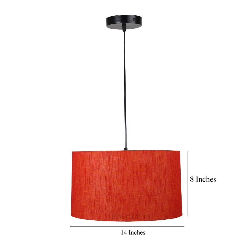 14 Inches Pendant/Hanging Ceiling Light Fixture, Red Texture Drum Shade for Bedroom, Kitchen, Living Room, Dining Table, Lobby, Kitchen, Black Canopy - Image 4