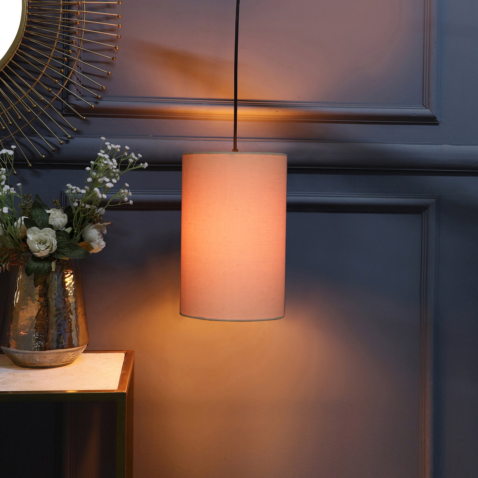 Cylinder Pendant/Hanging Ceiling Light Fixture Living Room, Dining Table, Lobby, Kitchen, Black Canopy