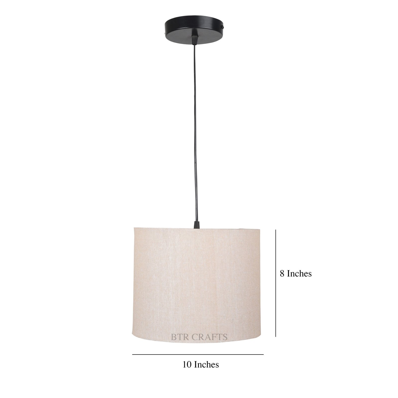 10 Inches Pendant/Hanging Ceiling Light Fixture, Premium Jute Drum Shade for Bedroom, Kitchen, Living Room, Dining Table, Lobby, Kitchen, Black Canopy - Image 4
