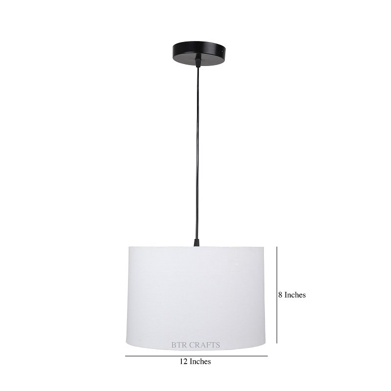 12 Inches Pendant/Hanging Ceiling Light Fixture, White Drum Shade for Bedroom, Kitchen, Living Room, Dining Table, Lobby, Kitchen, Black Canopy - Image 3