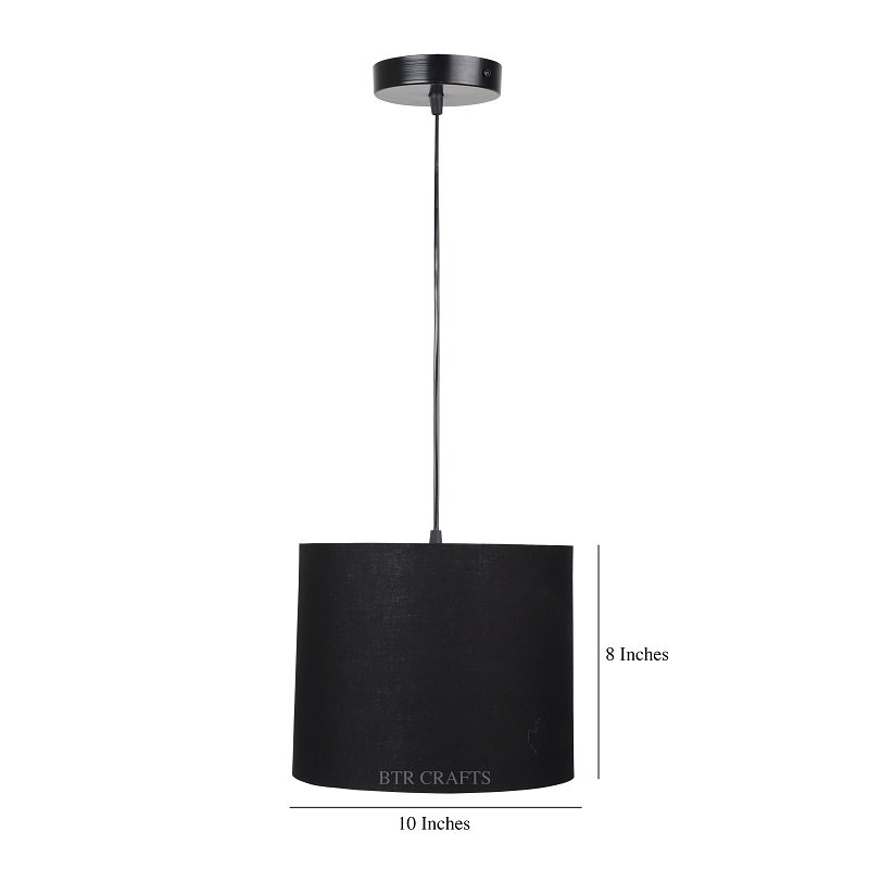 10 Inches Pendant/Hanging Ceiling Light Fixture, Black Drum Shade, for Bedroom, Kitchen, Living Room, Dining Table, Lobby, Kitchen, Black Canopy - Image 4