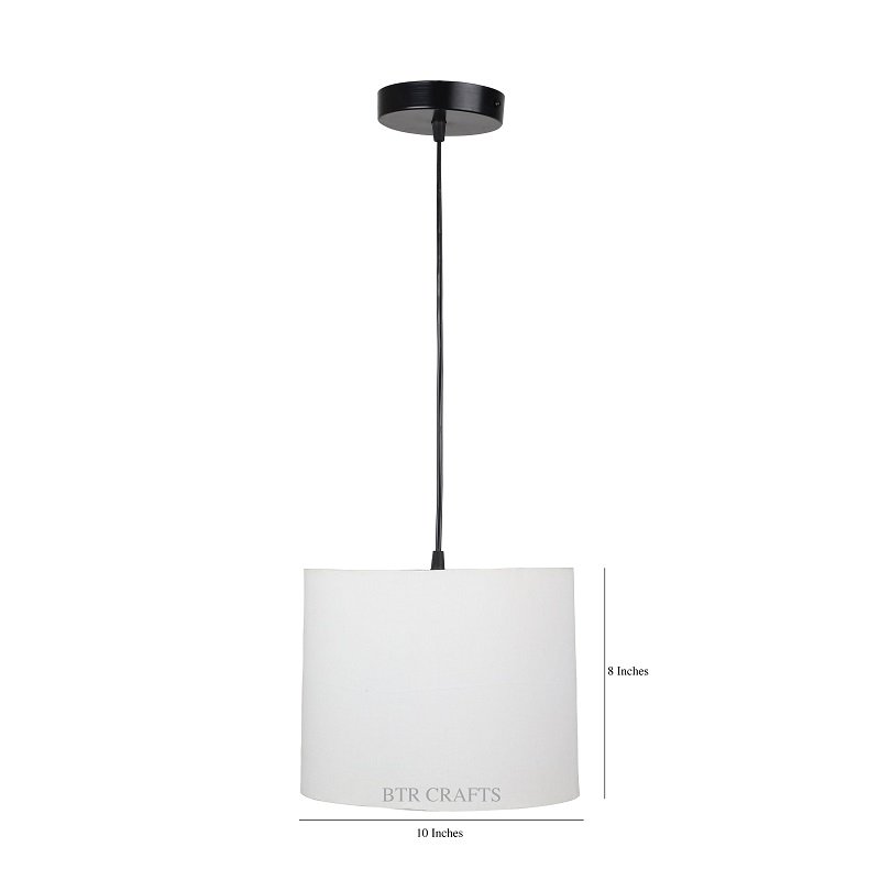 10 Inches Pendant/Hanging Ceiling Light Fixture, White Drum Shade for Bedroom, Kitchen, Living Room, Dining Table, Lobby, Kitchen, Black Canopy - Image 3