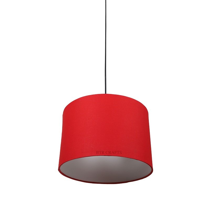 12 Inches Pendant/Hanging Ceiling Light Fixture, Red Drum Shade for Bedroom, Kitchen, Living Room, Dining Table, Lobby, Kitchen, Black Canopy - Image 4