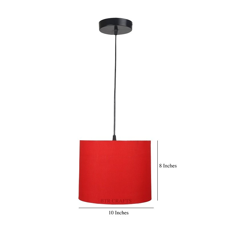 10 Inches Pendant/Hanging Ceiling Light Fixture, Red Drum Shade for Bedroom, Kitchen, Living Room, Dining Table, Lobby, Kitchen, Black Canopy - Image 4