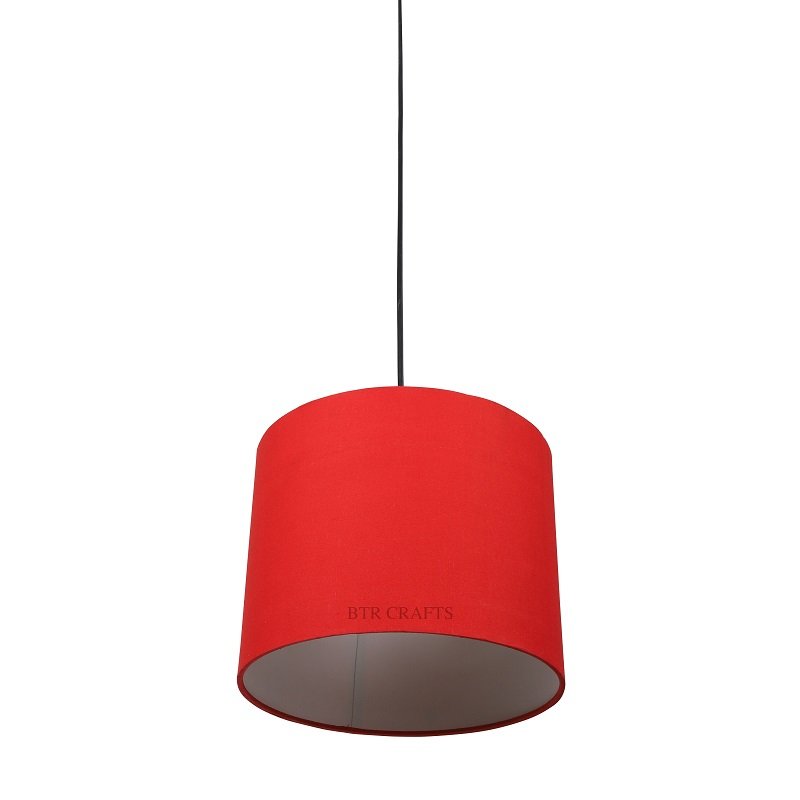 10 Inches Pendant/Hanging Ceiling Light Fixture, Red Drum Shade for Bedroom, Kitchen, Living Room, Dining Table, Lobby, Kitchen, Black Canopy - Image 3