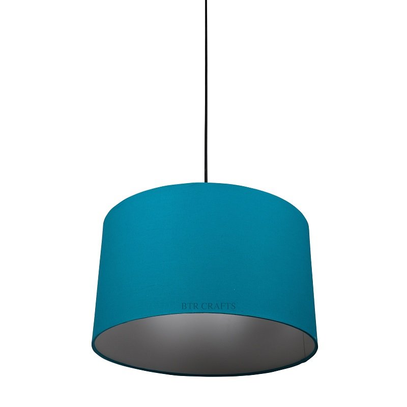 14 Inches Pendant/Hanging Ceiling Light Fixture, Teal Drum Shade for Bedroom, Kitchen, Living Room, Dining Table, Lobby, Kitchen, Black Canopy - Image 3