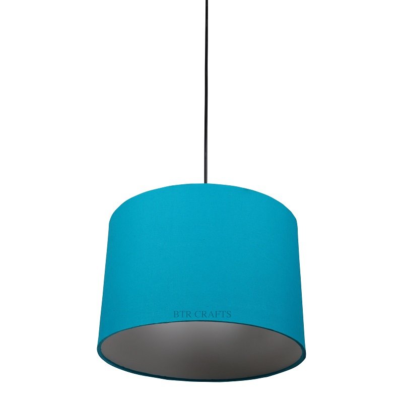 12 Inches Pendant/Hanging Ceiling Light Fixture, Teal Drum Shade for Bedroom, Kitchen, Living Room, Dining Table, Lobby, Kitchen, Black Canopy - Image 4