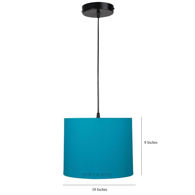 10 Inches Pendant/Hanging Ceiling Light Fixture, Teal Drum Shade for Bedroom, Kitchen, Living Room, Dining Table, Lobby, Kitchen, Black Canopy - Image 3