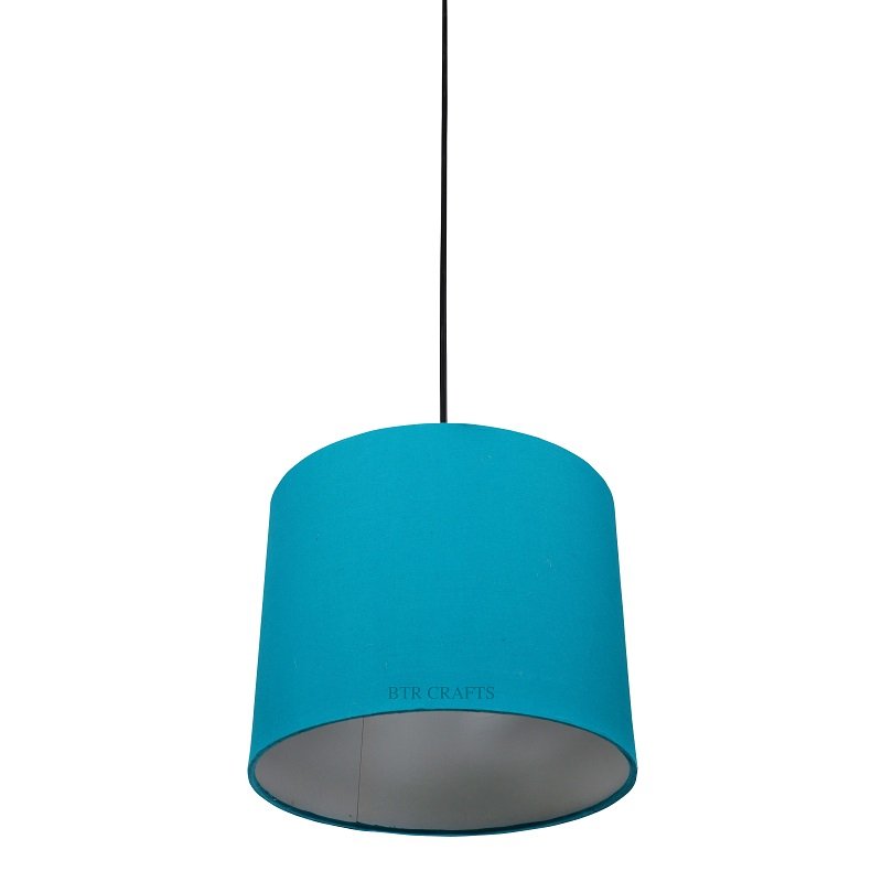 10 Inches Pendant/Hanging Ceiling Light Fixture, Teal Drum Shade for Bedroom, Kitchen, Living Room, Dining Table, Lobby, Kitchen, Black Canopy - Image 4