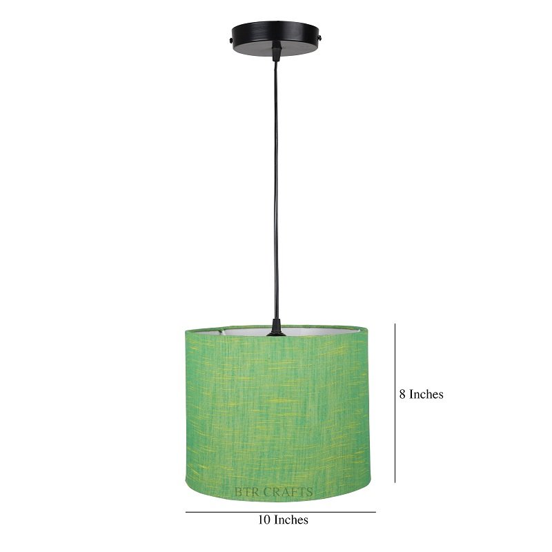 10 Inches Pendant/Hanging Ceiling Light Fixture, Green Texture Drum Shade for Bedroom, Kitchen, Living Room, Dining Table, Lobby, Kitchen, Black Canopy - Image 3