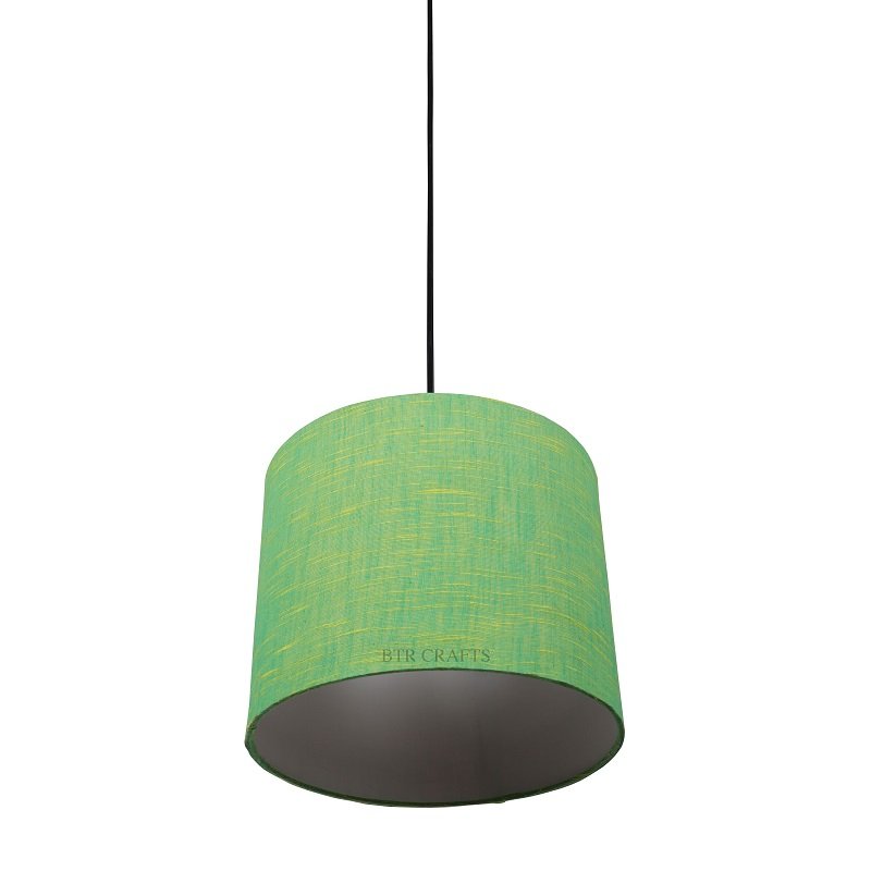 10 Inches Pendant/Hanging Ceiling Light Fixture, Green Texture Drum Shade for Bedroom, Kitchen, Living Room, Dining Table, Lobby, Kitchen, Black Canopy - Image 4