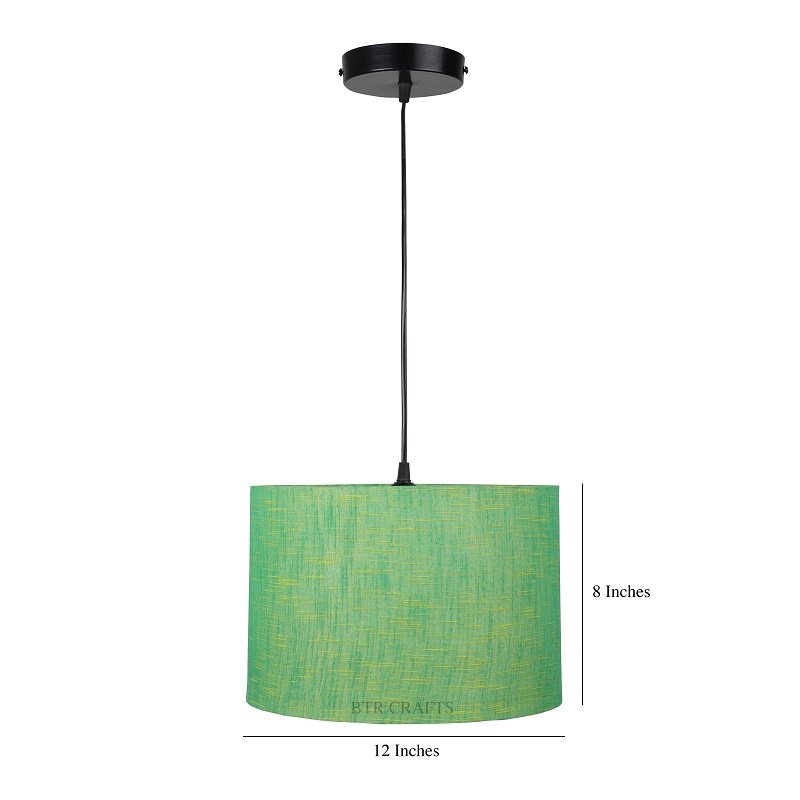 12 Inches Pendant/Hanging Ceiling Light Fixture, Green Texture Drum Shade for Bedroom, Kitchen, Living Room, Dining Table, Lobby, Kitchen, Black Canopy - Image 4