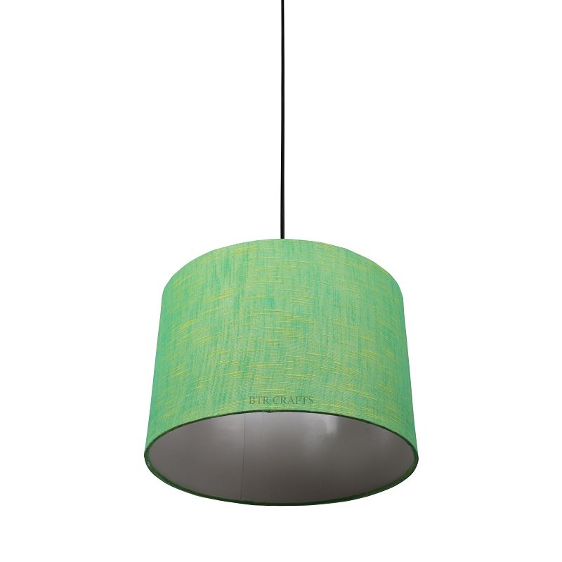 12 Inches Pendant/Hanging Ceiling Light Fixture, Green Texture Drum Shade for Bedroom, Kitchen, Living Room, Dining Table, Lobby, Kitchen, Black Canopy - Image 3