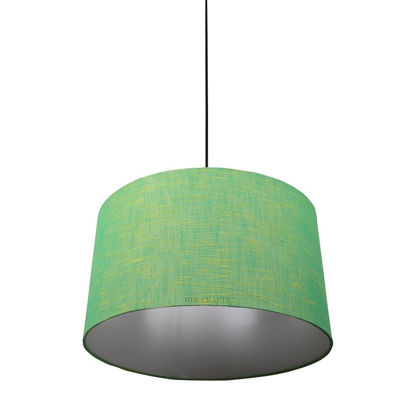 14 Inches Pendant/Hanging Ceiling Light Fixture, Green Texture Drum Shade for Bedroom, Kitchen, Living Room, Dining Table, Lobby, Kitchen, Black Canopy - Image 4