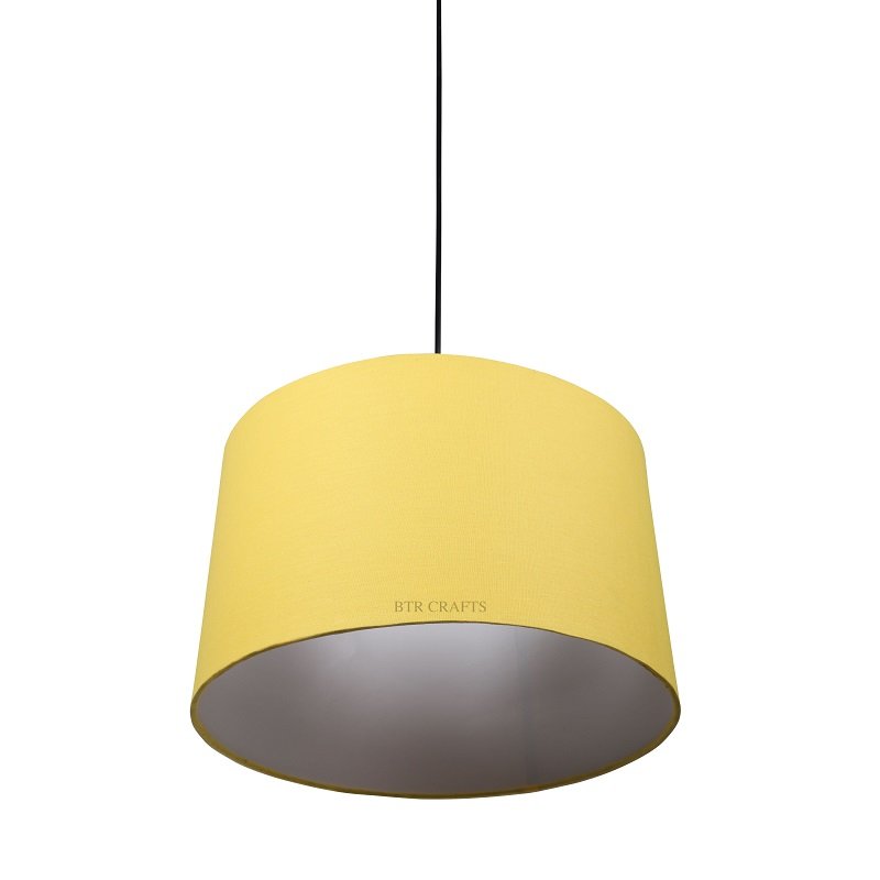 14 Inches Pendant/Hanging Ceiling Light Fixture, Dark Yellow Drum Shade for Bedroom, Kitchen, Living Room, Dining Table, Lobby, Kitchen, Black Canopy - Image 4