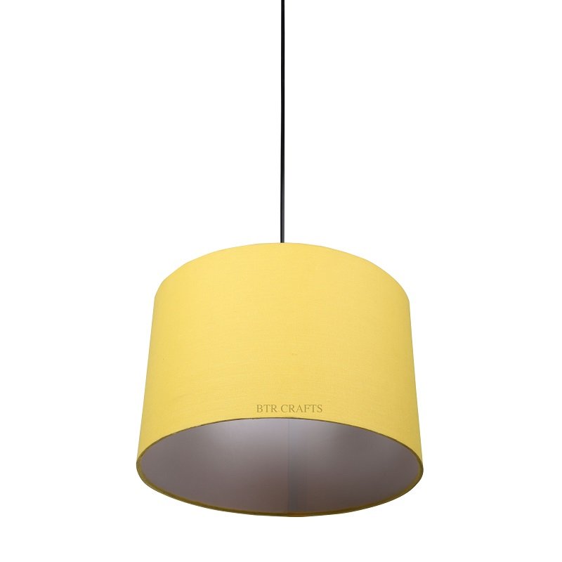 12 Inches Pendant/Hanging Ceiling Light Fixture, Dark Yellow Drum Shade for Bedroom, Kitchen, Living Room, Dining Table, Lobby, Kitchen, Black Canopy - Image 4