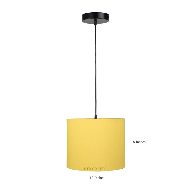 10 Inches Pendant/Hanging Ceiling Light Fixture, Dark Yellow Drum Shade for Bedroom, Kitchen, Living Room, Dining Table, Lobby, Kitchen, Black Canopy - Image 3