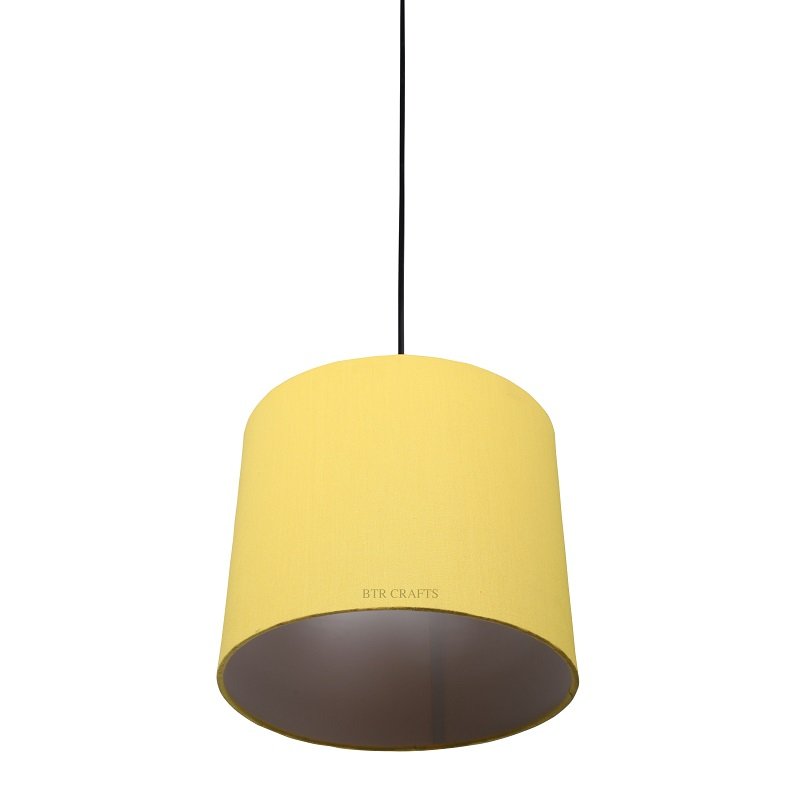 10 Inches Pendant/Hanging Ceiling Light Fixture, Dark Yellow Drum Shade for Bedroom, Kitchen, Living Room, Dining Table, Lobby, Kitchen, Black Canopy - Image 4