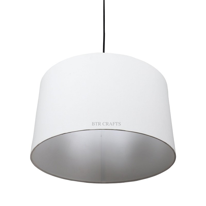 14 Inches Pendant/Hanging Ceiling Light Fixture, White Drum Shade for Bedroom, Kitchen, Living Room, Dining Table, Lobby, Kitchen, Black Canopy - Image 4