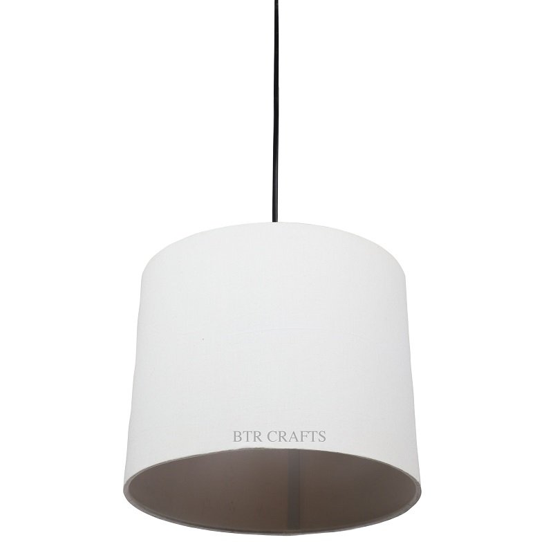10 Inches Pendant/Hanging Ceiling Light Fixture, White Drum Shade for Bedroom, Kitchen, Living Room, Dining Table, Lobby, Kitchen, Black Canopy - Image 4