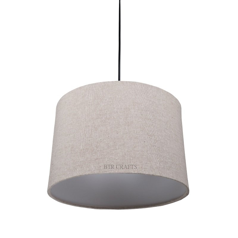 12 Inches Pendant/Hanging Ceiling Light Fixture, Beige Drum Shade for Bedroom, Kitchen, Living Room, Dining Table, Lobby, Kitchen, Black Canopy - Image 4