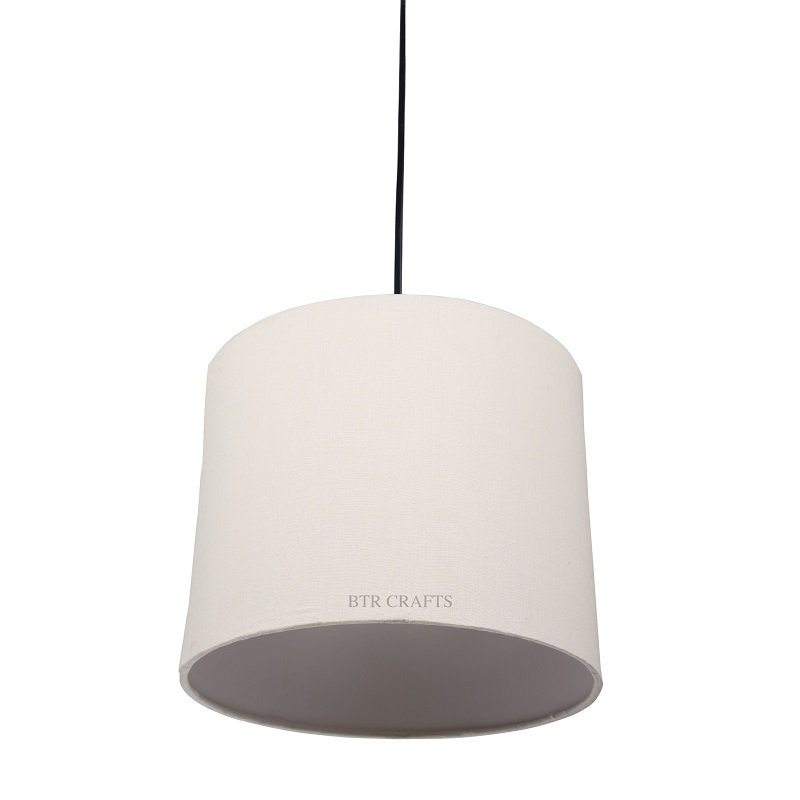 10 Inches Pendant/Hanging Ceiling Light Fixture, Cream Drum Shade for Bedroom, Kitchen, Living Room, Dining Table, Lobby, Kitchen, Black Canopy - Image 3