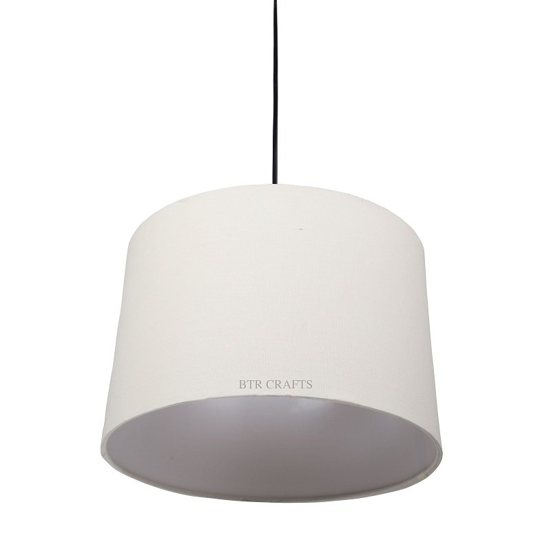 12 Inches Pendant/Hanging Ceiling Light Fixture, Cream Drum Shade for Bedroom, Kitchen, Living Room, Dining Table, Lobby, Kitchen, Black Canopy - Image 4