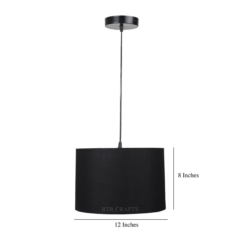 12 Inches Pendant/Hanging Ceiling Light Fixture, Black Drum Shade for Bedroom, Kitchen, Living Room, Dining Table, Lobby, Kitchen, Black Canopy - Image 3
