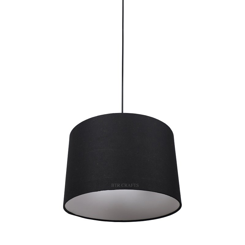 12 Inches Pendant/Hanging Ceiling Light Fixture, Black Drum Shade for Bedroom, Kitchen, Living Room, Dining Table, Lobby, Kitchen, Black Canopy - Image 4