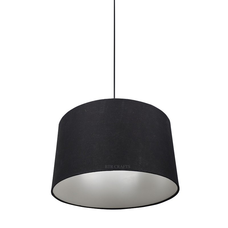 14 Inches Pendant/Hanging Ceiling Light Fixture, Black Drum Shade for Bedroom, Kitchen, Living Room, Dining Table, Lobby, Kitchen, Black Canopy - Image 4