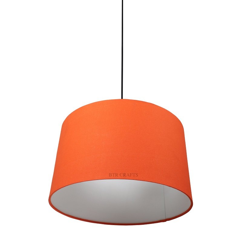 14 Inches Pendant/Hanging Ceiling Light Fixture, Orange Drum Shade for Bedroom, Kitchen, Living Room, Dining Table, Lobby, Kitchen, Black Canopy - Image 3