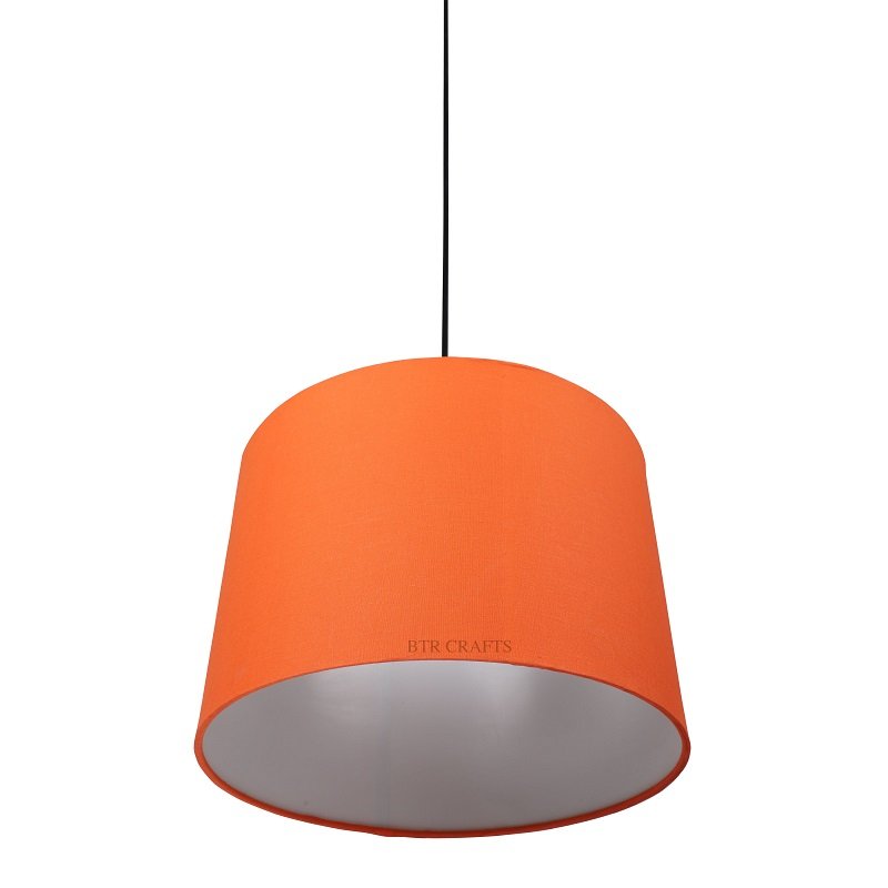 12 Inches Pendant/Hanging Ceiling Light Fixture, Orange Drum Shade for Bedroom, Kitchen, Living Room, Dining Table, Lobby, Kitchen, Black Canopy - Image 4