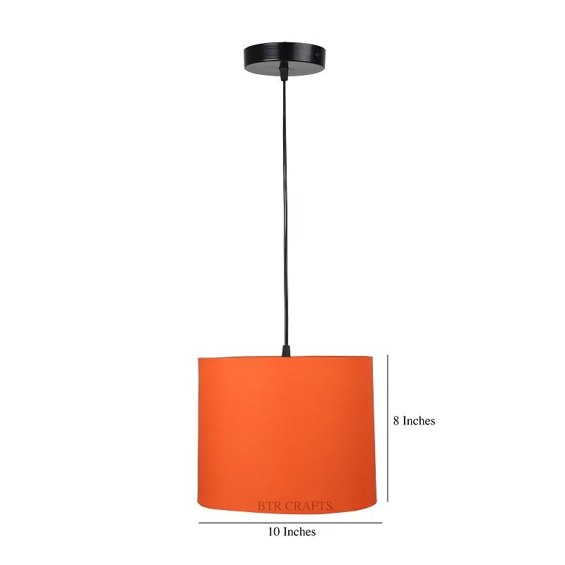 10 Inches Pendant/Hanging Ceiling Light Fixture, Orange Drum Shade for Bedroom, Kitchen, Living Room, Dining Table, Lobby, Kitchen, Black Canopy - Image 4