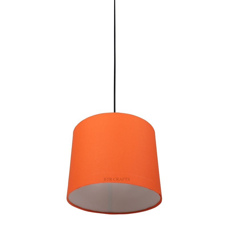 10 Inches Pendant/Hanging Ceiling Light Fixture, Orange Drum Shade for Bedroom, Kitchen, Living Room, Dining Table, Lobby, Kitchen, Black Canopy - Image 3