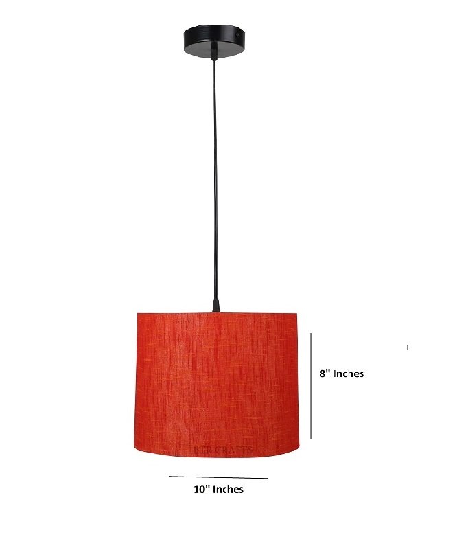 10 Inches Pendant/Hanging Ceiling Light Fixture, Red Texture Drum Shade for Bedroom, Kitchen, Living Room, Dining Table, Lobby, Kitchen, Black Canopy - Image 4