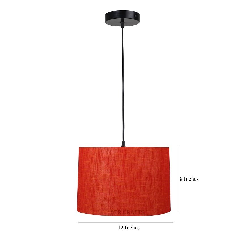 12 Inches Pendant/Hanging Ceiling Light Fixture, Red Texture Drum Shade for Bedroom, Kitchen, Living Room, Dining Table, Lobby, Kitchen, Black Canopy - Image 2