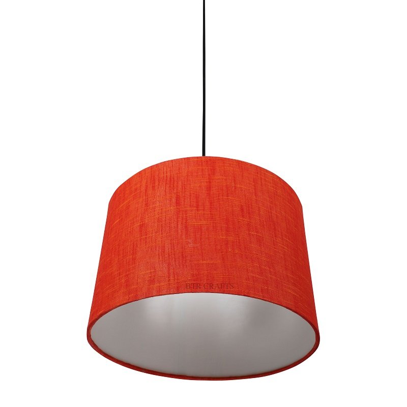 12 Inches Pendant/Hanging Ceiling Light Fixture, Red Texture Drum Shade for Bedroom, Kitchen, Living Room, Dining Table, Lobby, Kitchen, Black Canopy - Image 3
