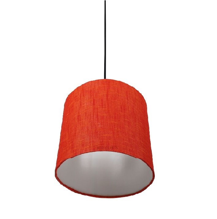 10 Inches Pendant/Hanging Ceiling Light Fixture, Red Texture Drum Shade for Bedroom, Kitchen, Living Room, Dining Table, Lobby, Kitchen, Black Canopy - Image 3