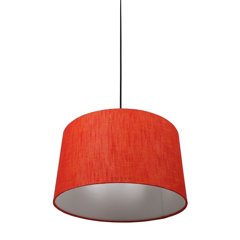 14 Inches Pendant/Hanging Ceiling Light Fixture, Red Texture Drum Shade for Bedroom, Kitchen, Living Room, Dining Table, Lobby, Kitchen, Black Canopy - Image 3