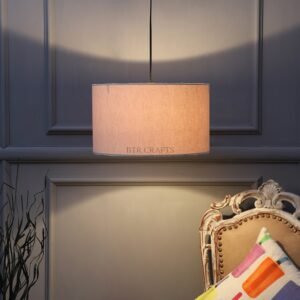 14 Inches Pendant/Hanging Ceiling Light Fixture, Flex Drum Shade, for Bedroom, Kitchen, Living Room, Dining Table, Lobby, Kitchen, Silver Canopy