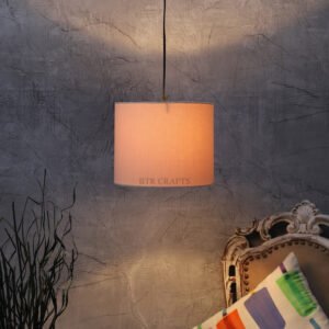 10 Inches Pendant/Hanging Ceiling Light Fixture, Cream Drum Shade, for Bedroom, Kitchen, Living Room, Dining Table, Lobby, Kitchen, Silver Canopy