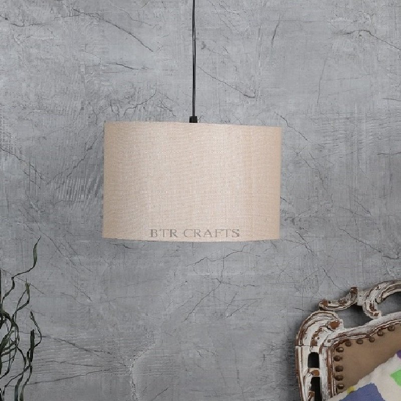 14 Inches Pendant/Hanging Ceiling Light Fixture, Premium Jute Drum Shade for Bedroom, Kitchen, Living Room, Dining Table, Lobby, Kitchen, Black Canopy - Image 2